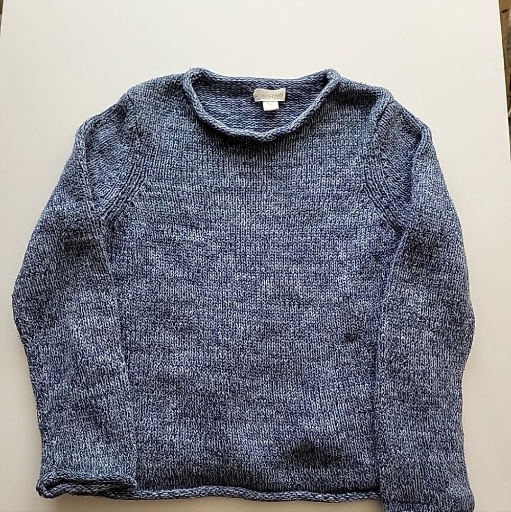 Garnet Hill Kids Heathered Blue Crewneck Sweater